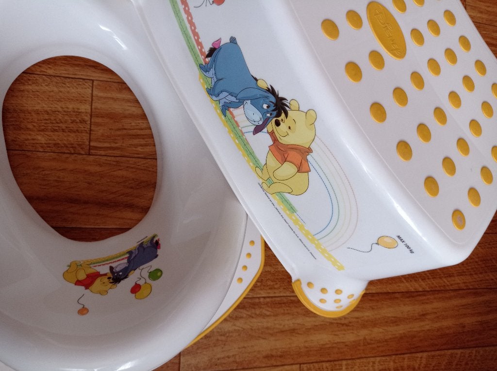 KOOPJE Disney Winnie de Poeh Wc-bril verkleiner & Opstapje, Ophalen of Verzenden, Zo goed als nieuw