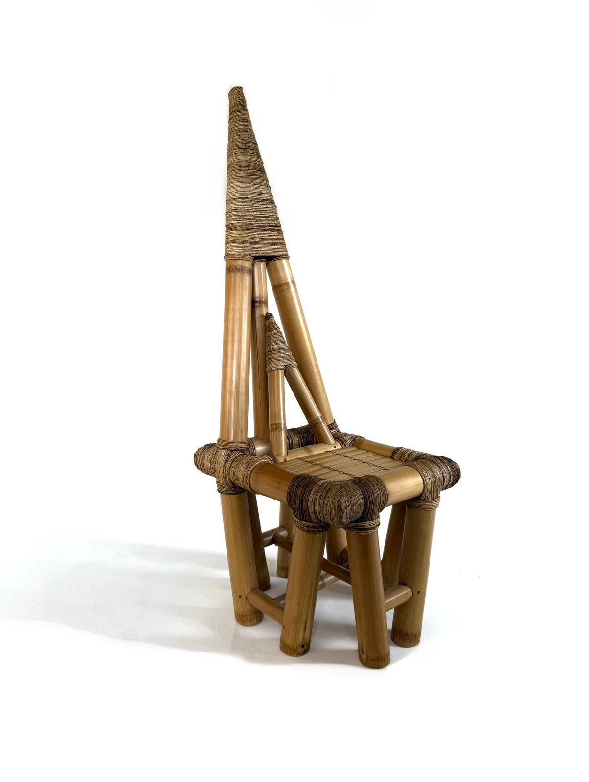 Vintage sculpturele fauteuil, Bamboe & riet ‘50, Overige materialen, Vintage retro buisframe design rotan webbing papercord deens