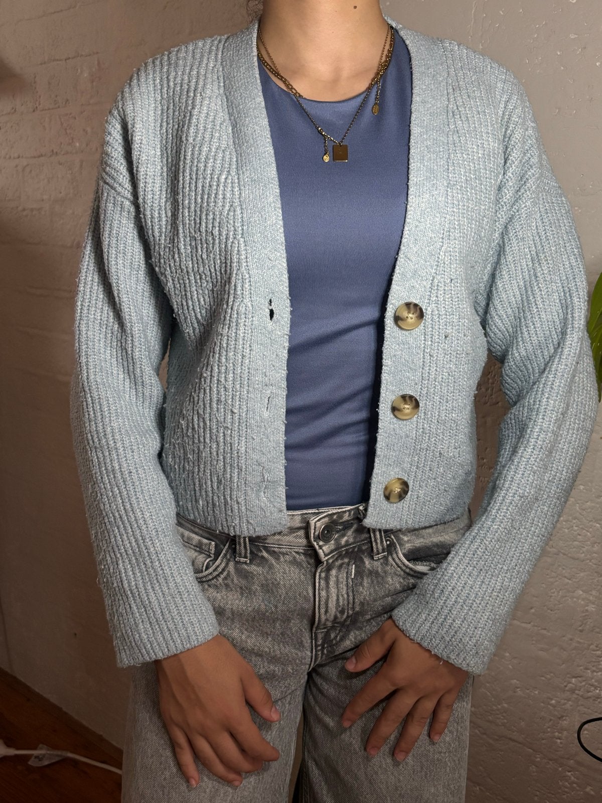 Zara lichtblauwe gebreide vest maat 152, Ophalen of Verzenden, Gedragen, Maat 34 (XS) of kleiner, Blauw