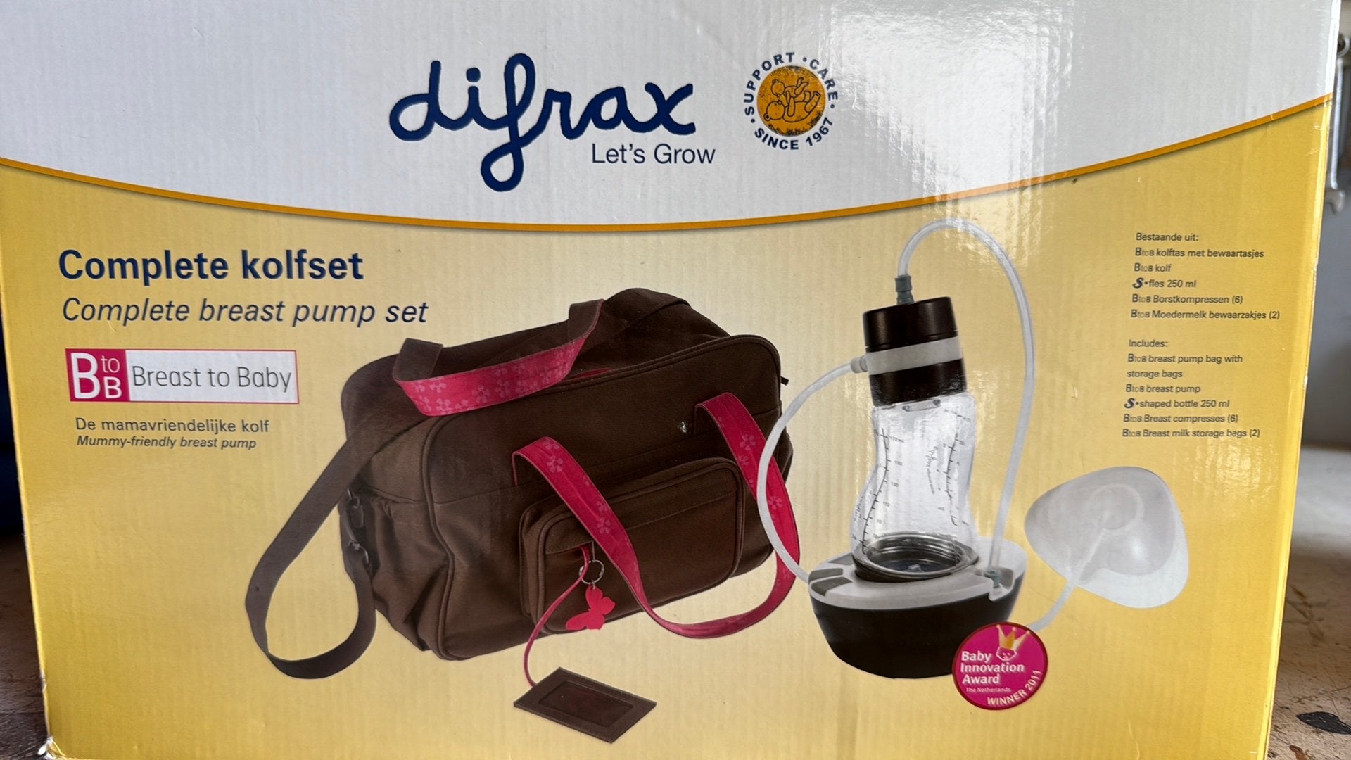 Difrax Borstkolf Breastpump met tas, Gebruikt, Inclusief tas, Borstkolf, Ophalen
