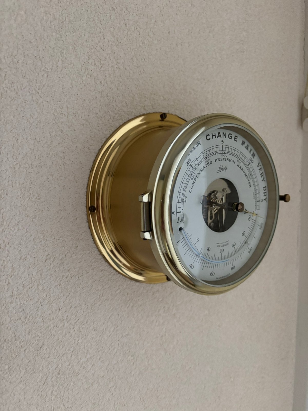 Schatz Precision Barometer - Messing, Ophalen of Verzenden, Zo goed als nieuw, Barometer