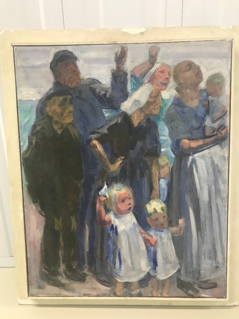 olieverf paneel vissers volk expressionistisch, Ophalen of Verzenden