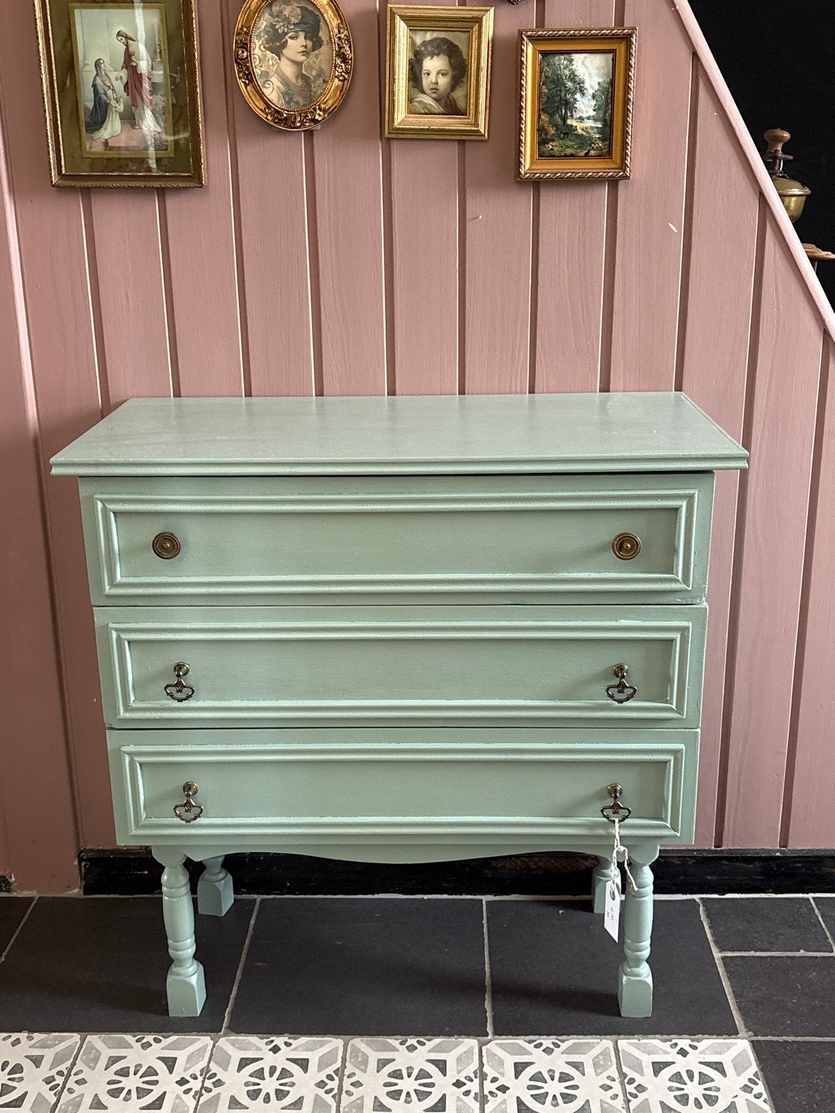 Vintage ladekastje in mintgroen - 65x31x67 cm, Ophalen, Gebruikt, 50 tot 100 cm, 3 of 4 laden