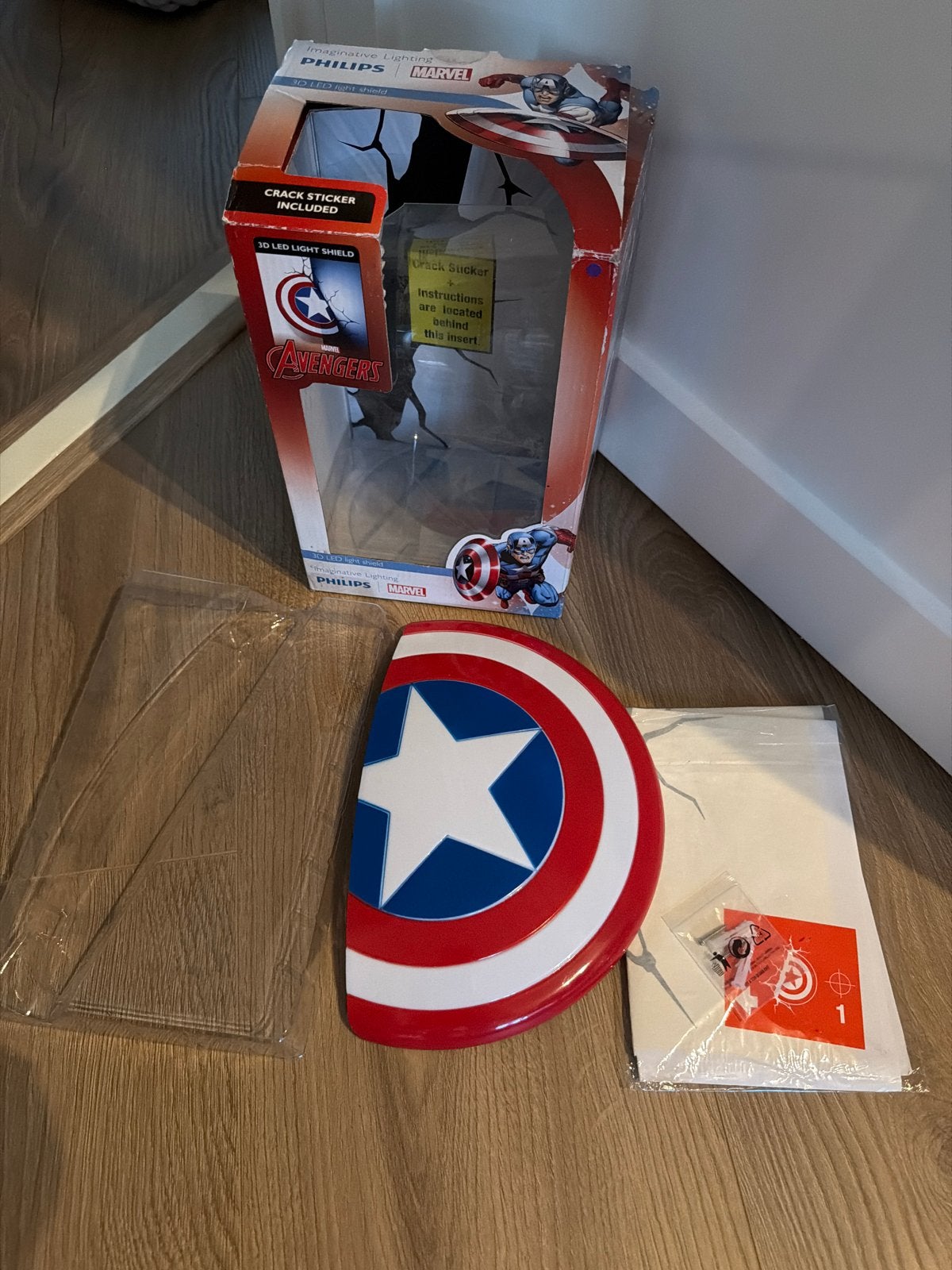 Philips Marvel Captain America 3D LED Nachtlamp, Gebruikt, Meerkleurig, Kunststof, Ophalen of Verzenden