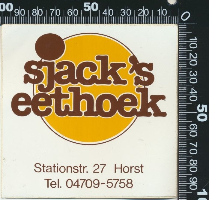 Sticker: Sjacks Eethoek - Horst, Ophalen of Verzenden, Zo goed als nieuw, Bedrijf of Vereniging