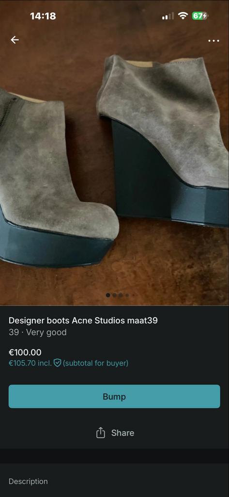 Acne Studios Designer Boots Maat 39/ suide /, Ophalen of Verzenden, Gedragen, Grijs, Lage of Enkellaarzen