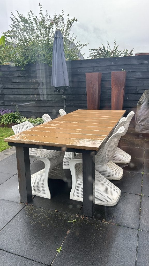 Tuintafel met 6 stoelen, Ophalen, Gebruikt, Rechthoekig, Kunststof