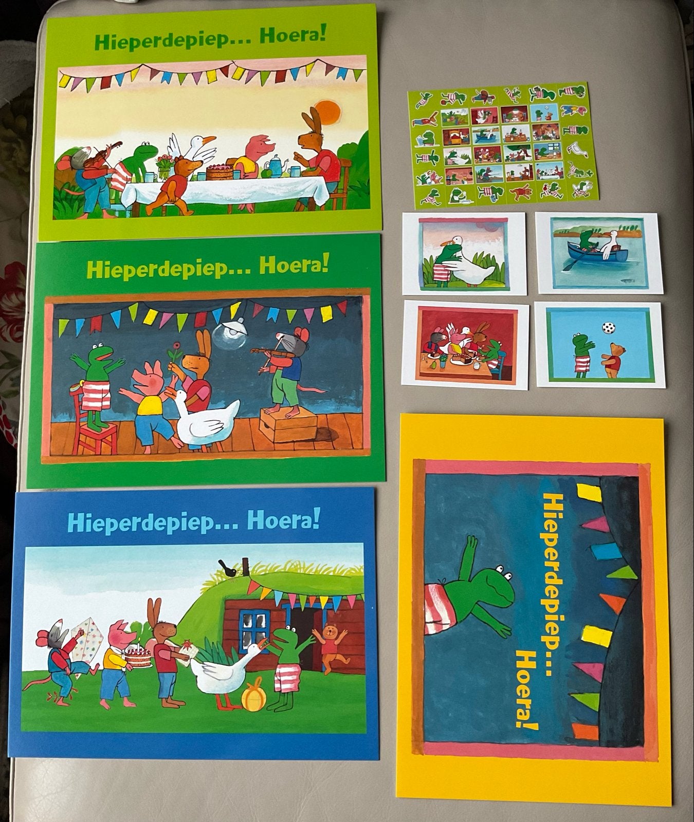 Hiepdepiep Hoera! Kikker en Vriendjes Kaarten en sticker Set, Ophalen of Verzenden, 1980 tot heden, Ongelopen