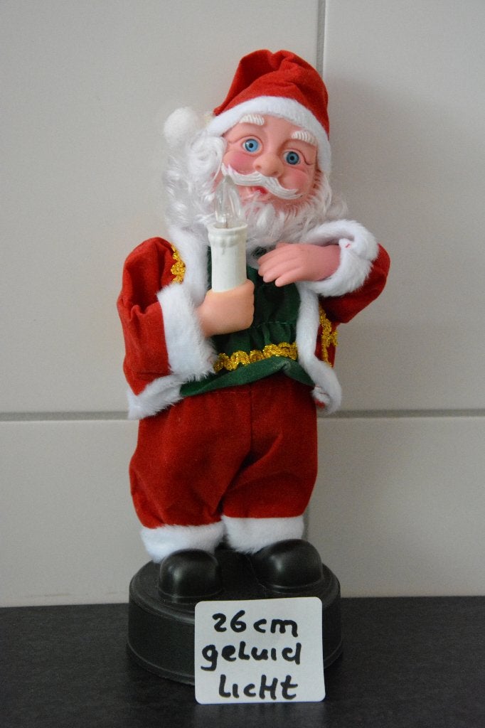 Kerstman, 26 cm hoog met licht en geluid, Ophalen of Verzenden, Zo goed als nieuw