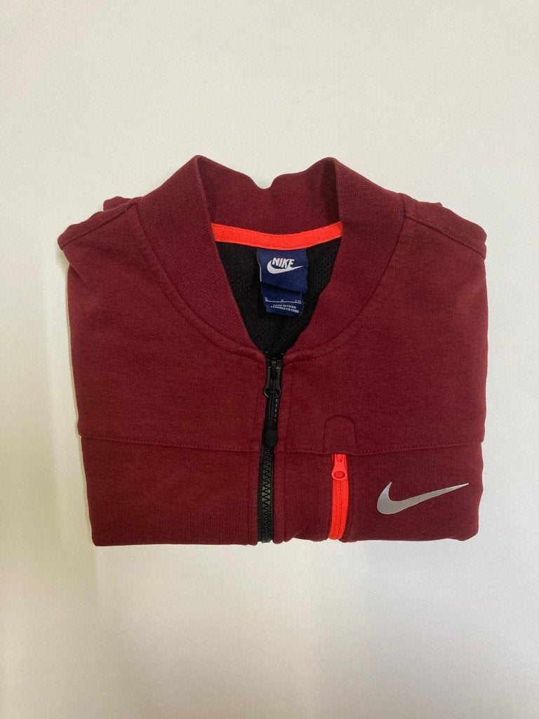 Y2K Nike Full Zip Jacket - Red - Swoosh - S - Streetwear, Nike, Ophalen of Verzenden, Zo goed als nieuw, Rood
