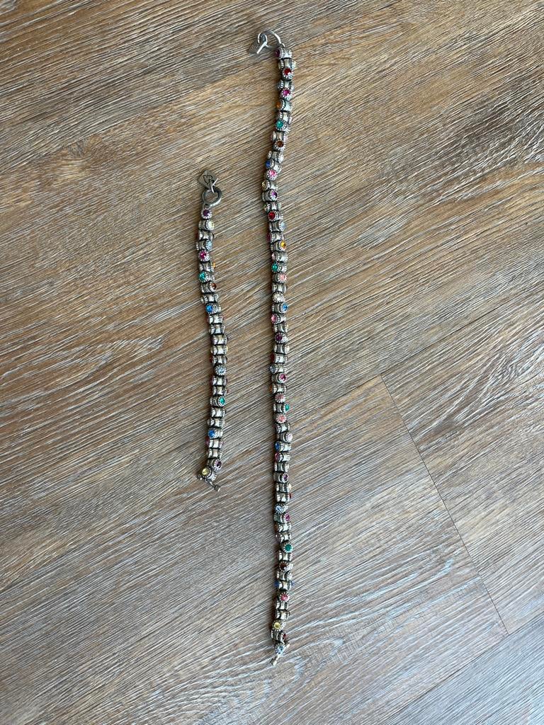 Otazu armband en ketting set met gekleurde kristallen, Sieraden, Tassen en Uiterlijk, Armbanden, Overige materialen, Overige kleuren