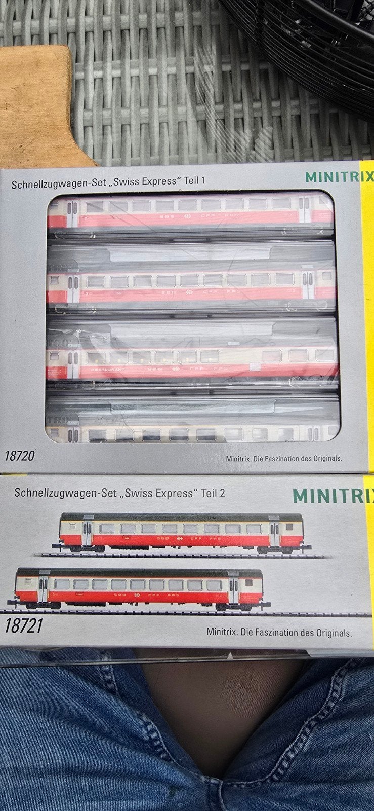 minitrix 18720+18721 rijtuigset Swiss Express 6dlg nieuw ovp, Hobby en Vrije tijd, Gelijkstroom, Trix, Ophalen of Verzenden, Nieuw