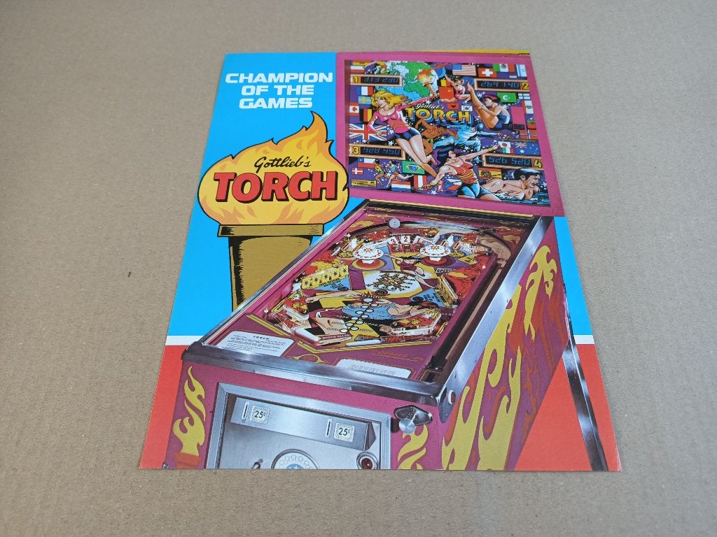 Flyer: Gottlieb Torch (1980) Flipperkast, Verzamelen, Automaten | Flipperkasten, Verzenden, Gebruikt, Elektronisch, Flipperkast
