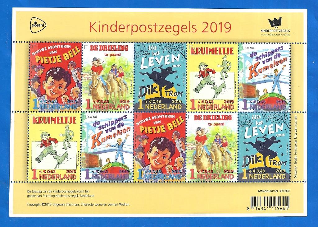 Kinderpostzegels 2019 - Hoofdpersonen uit 5 kinderboeken, Postzegels en Munten, Postzegels | Nederland, Verzenden, Na 1940, Postfris