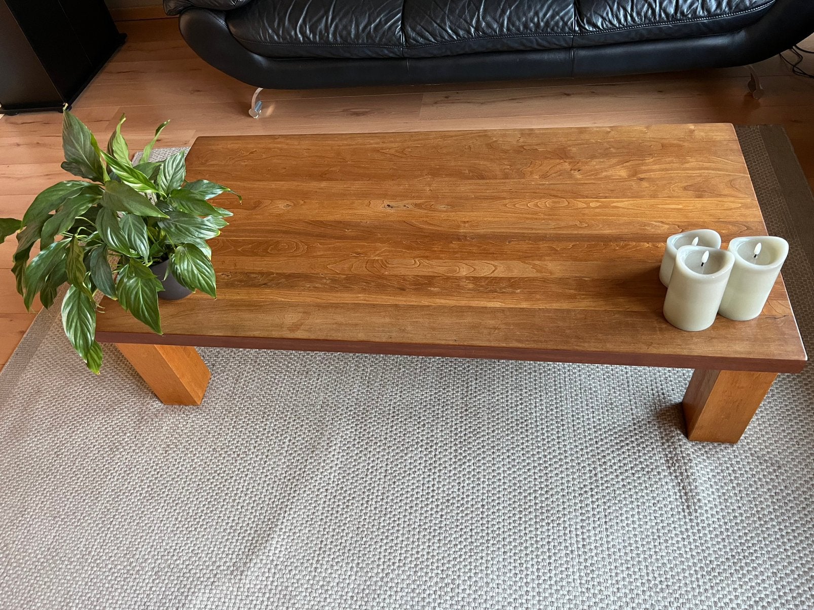 Massieve kersenhouten salontafel, Huis en Inrichting, Tafels | Salontafels, Ophalen, Gebruikt, 100 tot 150 cm, 50 tot 100 cm