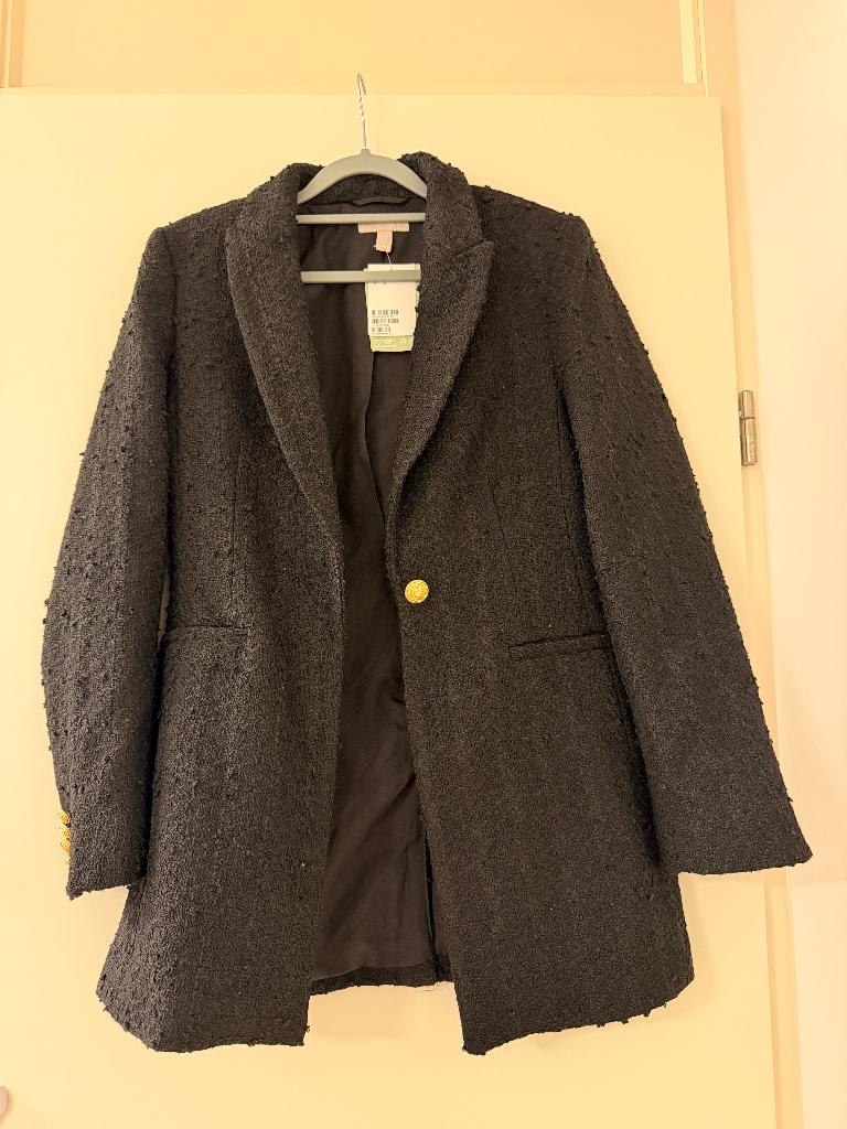 Chique zwarte tweed blazer, Kleding | Dames, Ophalen of Verzenden, Nieuw, Maat 34 (XS) of kleiner, Zwart