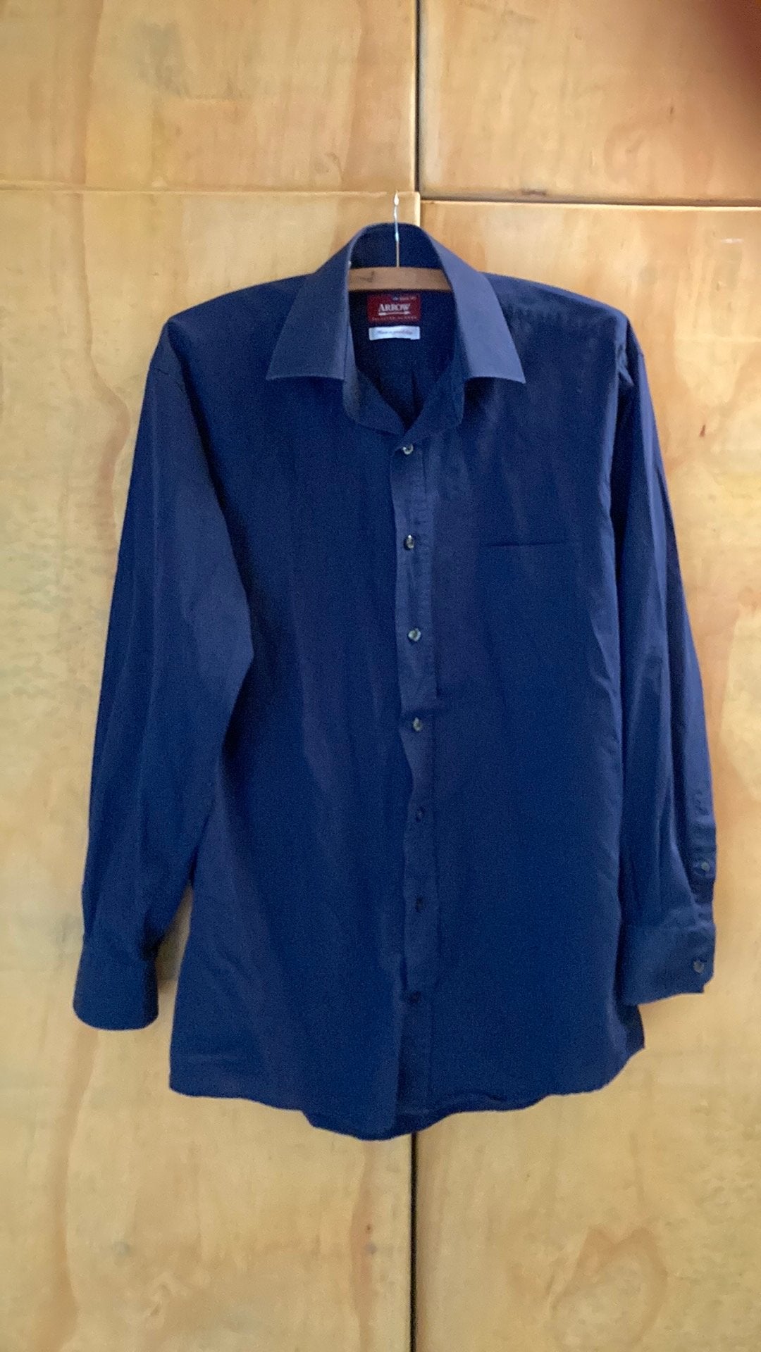 Mooi overhemd navy van Arrow maat 38, Kleding | Heren, Ophalen of Verzenden, Zo goed als nieuw, Blauw, Halswijdte 38 (S) of kleiner