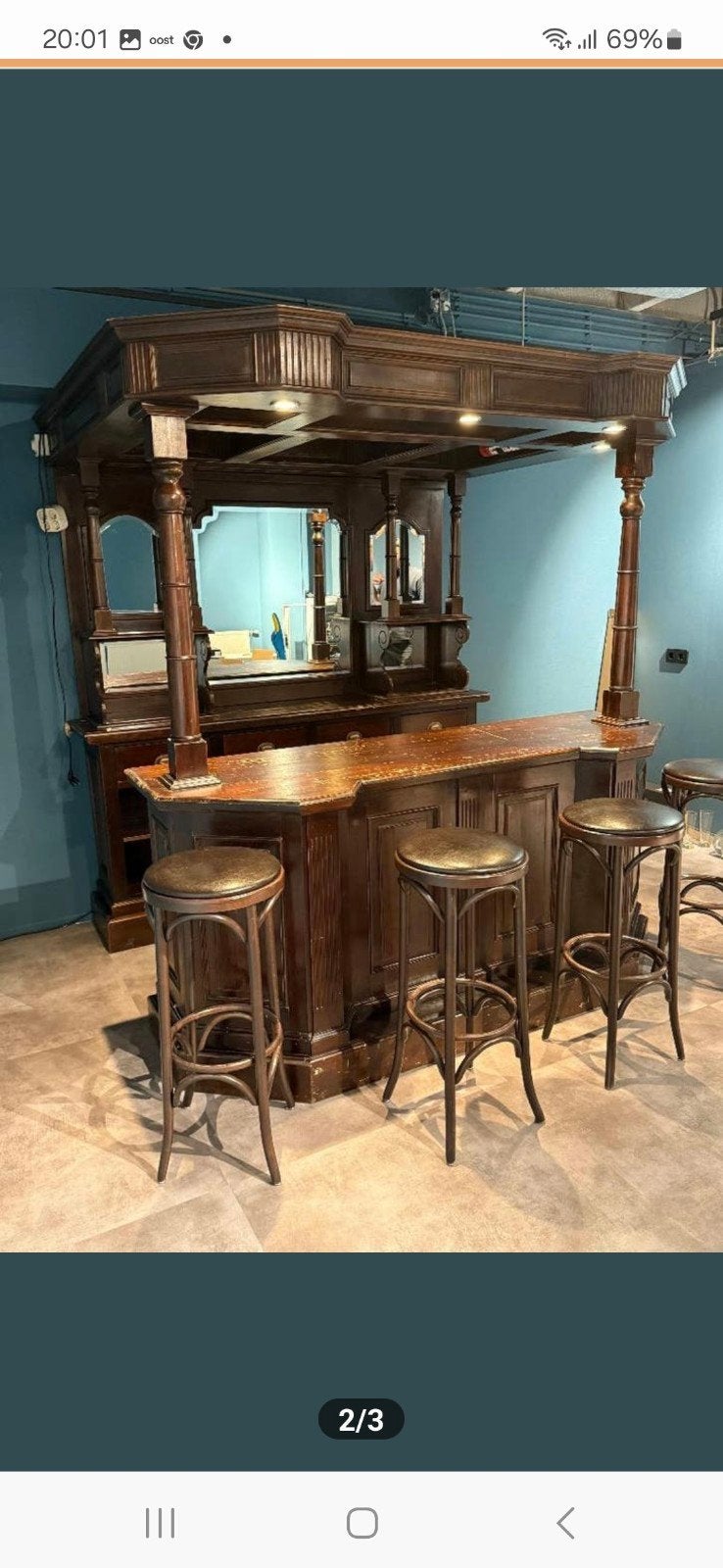 Bar luifelbar mancave thuisbar, Ophalen, Gebruikt, Geen, Inclusief barstoelen