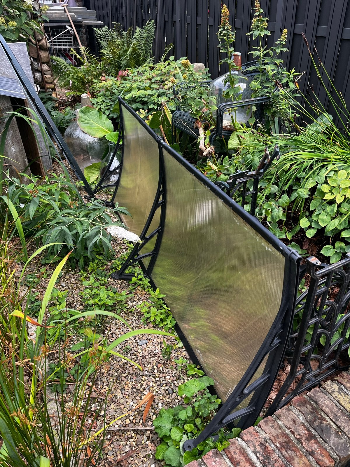 Dubbel kunststof afdak - Gebruikt, maar in goede staat, Tuin en Terras, Overkappingen, Ophalen, Gebruikt, Overige typen