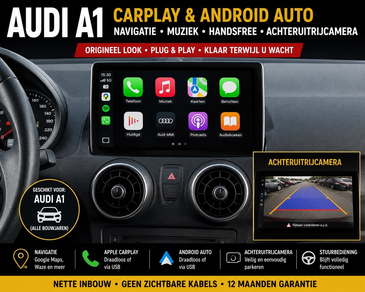 Audi A1 CarPlay & Android Auto Inbouw, Auto diversen, Autoradio's, Ophalen, Nieuw