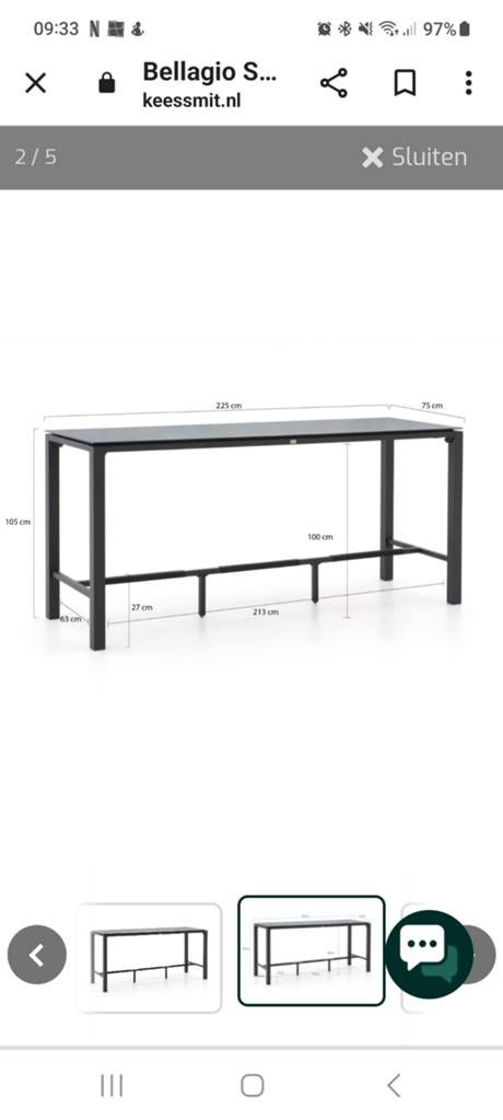 Bartafel Kees Smit met 6 bar stoelen en tafelzeil, Huis en Inrichting, Tafels | Eettafels, Overige materialen, 200 cm of meer