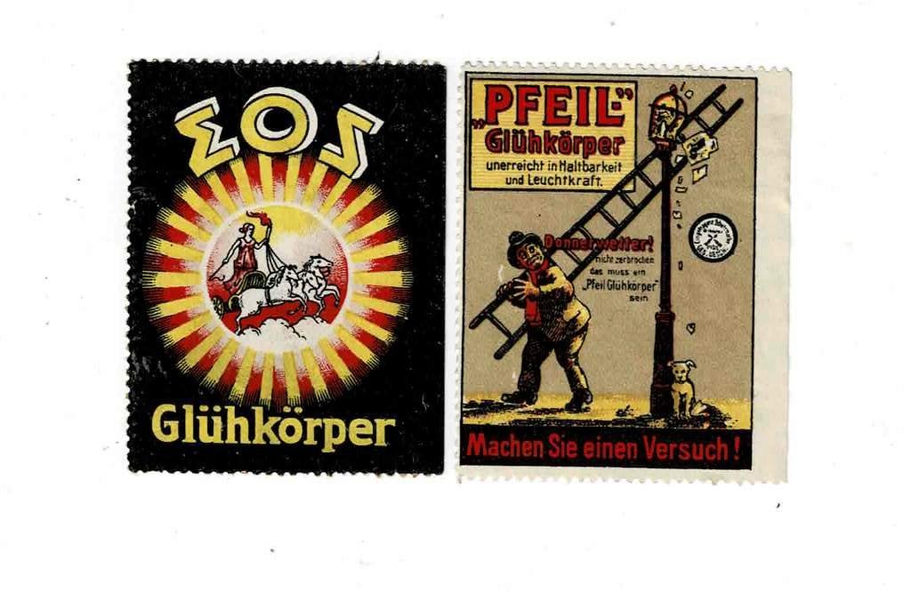 Oude Duitse sluitzegels van "Glühkörper", Verzamelen, Verzenden, Zo goed als nieuw, Overige typen