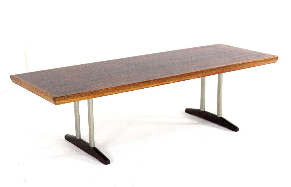 Vintage salontafel palissander walnoot gratis bezorging, Overige houtsoorten, Gebruikt, 100 tot 150 cm, -