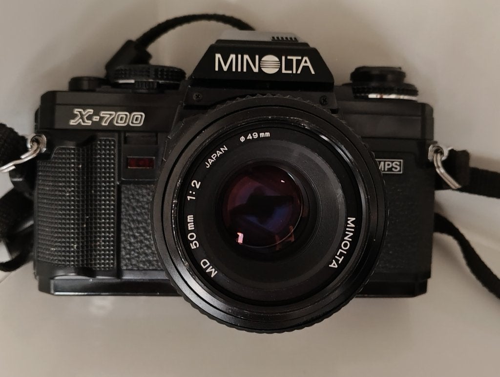 Minolta X700 Camera met een Minolta MD 50mm 1:2 lens, Audio, Tv en Foto, Fotocamera's Analoog, Ophalen of Verzenden, Zo goed als nieuw