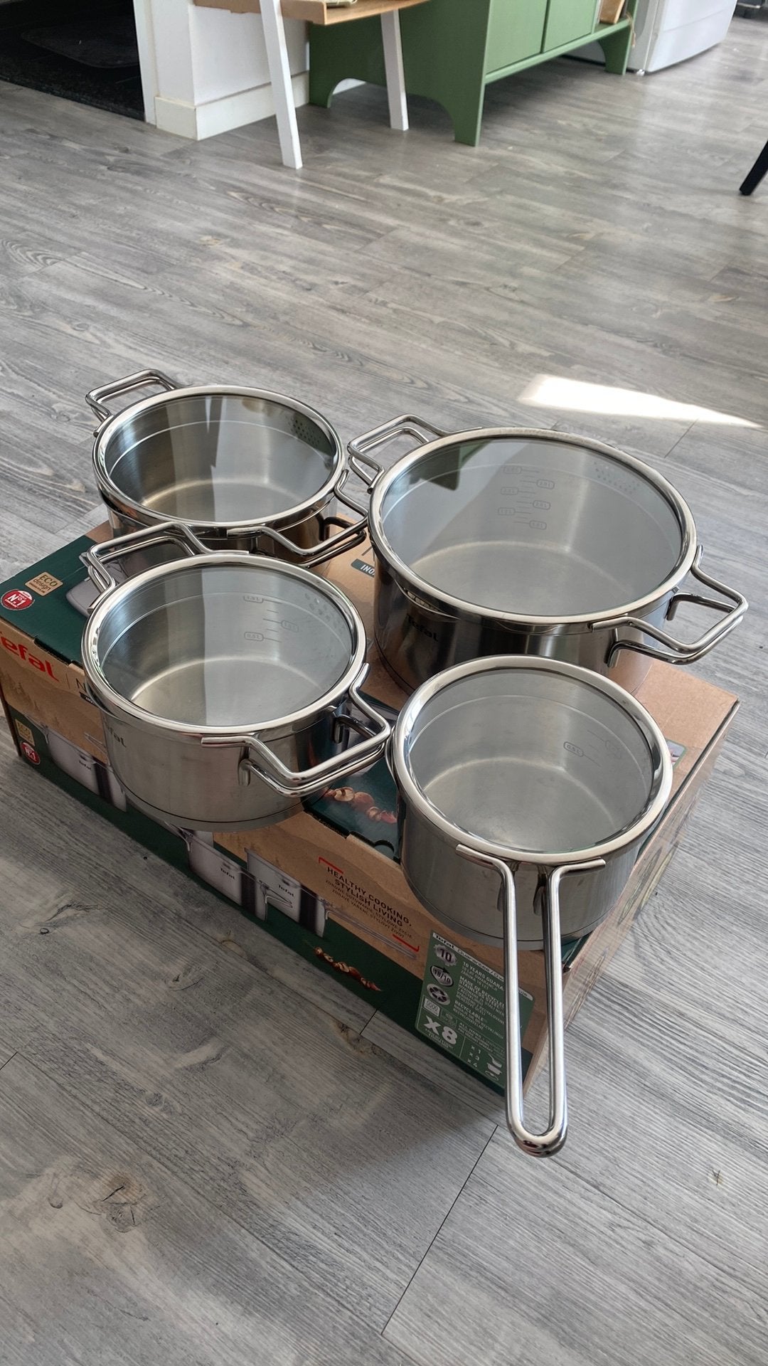 Tefal Nordica kookpannen / pannenset, Ophalen, Zo goed als nieuw, Rvs, Pannenset