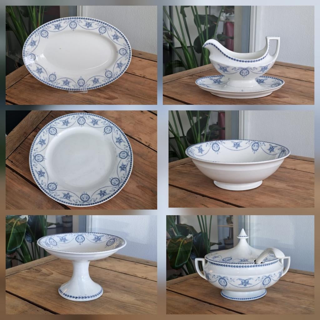 Societe Ceramique Empire blauw, Antiek en Kunst, Antiek | Servies compleet, Verzenden
