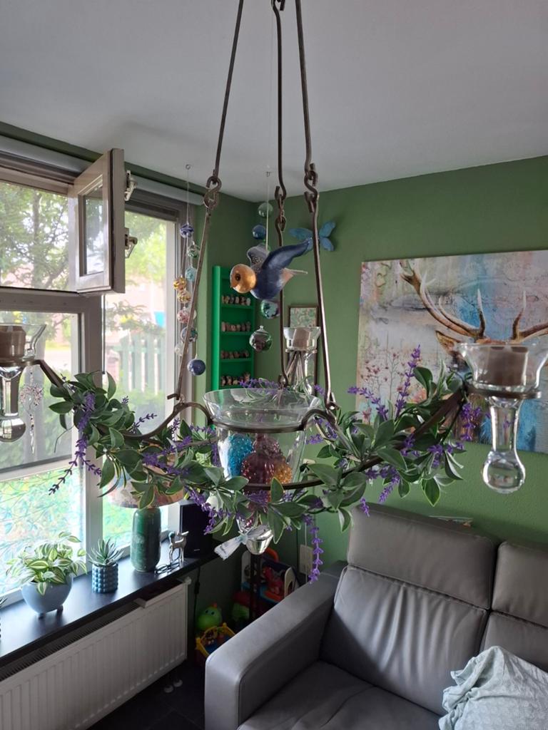 Vintage hanglamp ., Ophalen, Gebruikt, Landelijk, Romantisch, Botanisch