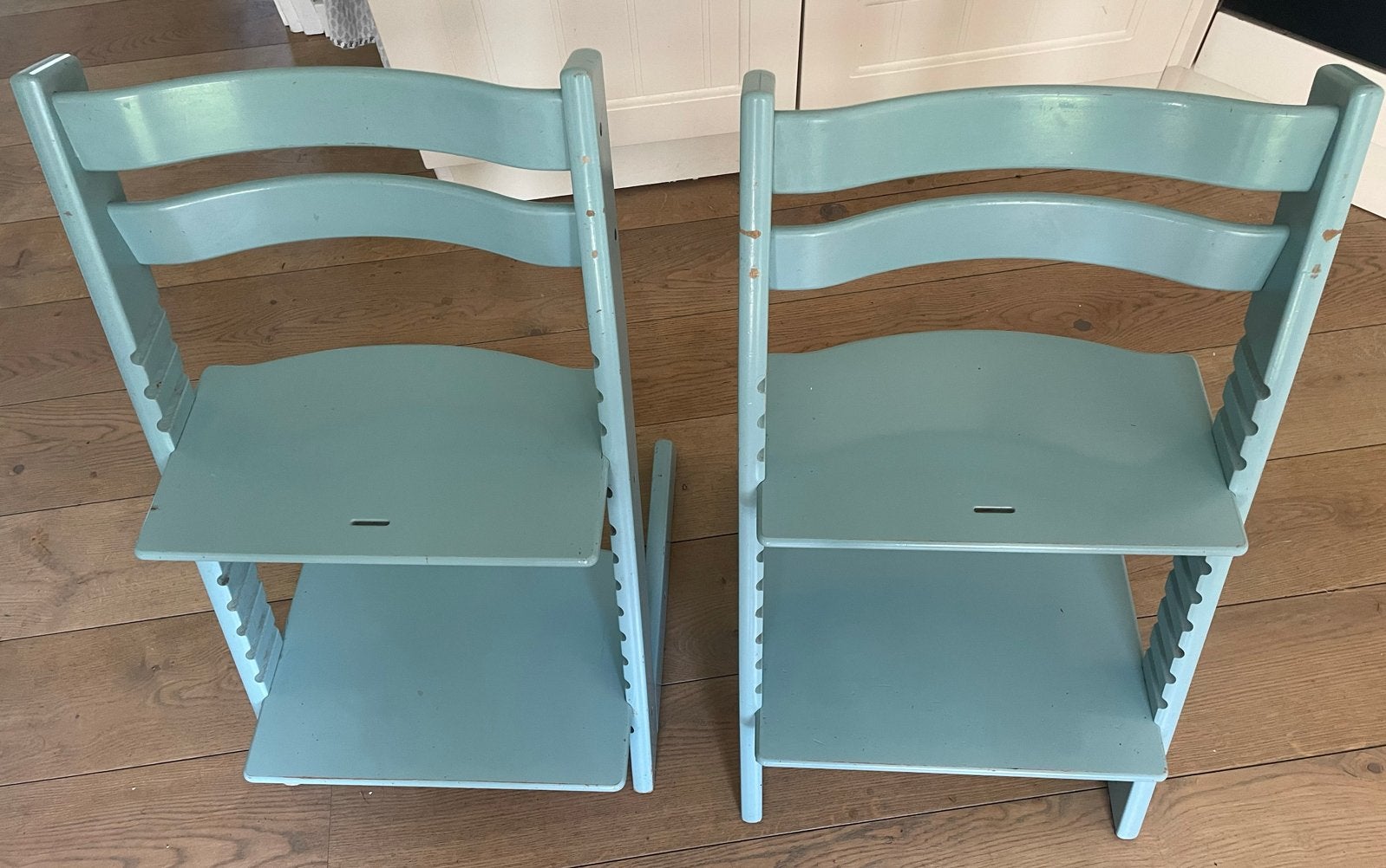 Stokke Tripp Trapp kinderstoelen lichtblauw - Meegroeistoel, Ophalen, Gebruikt, Meegroeistoel, Aanschuifbaar
