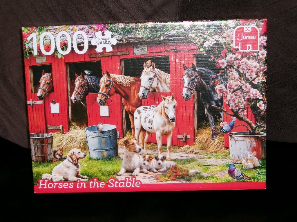 Puzzel 1000 stukjes. Paarden in de stal. Merk : Jumbo, Ophalen of Verzenden, 500 t/m 1500 stukjes, Gebruikt, Legpuzzel