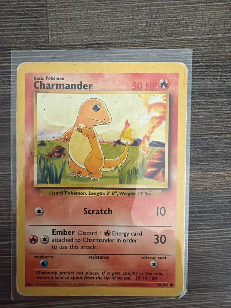 Charmander 46/102 Pokémon Kaart - Base Set, Hobby en Vrije tijd, Ophalen of Verzenden, Gebruikt, Losse kaart