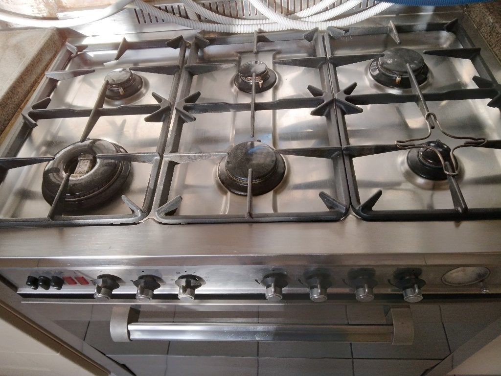 Gasfornuis, 6 pits, met elektrische oven, Ophalen, Gebruikt, 60 cm of meer, Grill