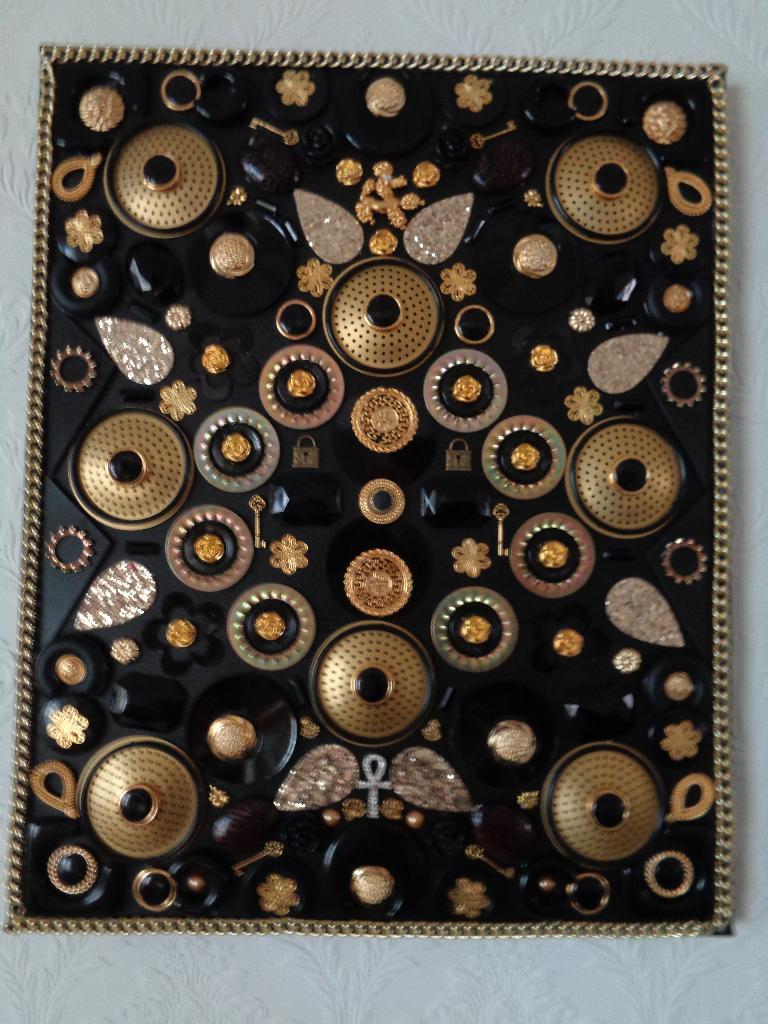 Schilderij Zwart Goud 43 x 53 cm Nr SZG 2, Ophalen, Minder dan 50 cm, Oorspronkelijke maker, Nieuw