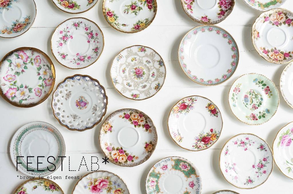 super leuk brocante high tea tervies huren voor jouw feest!!, Huis en Inrichting, Keuken | Servies, Gebruikt, Overige typen, Overige stijlen