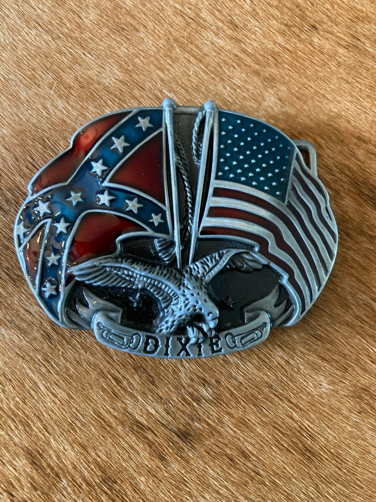 Dixie Belt Buckle met Amerikaanse Vlaggen, Losse buckle of gesp, Overige kleuren, Minder dan 95 cm, Ophalen of Verzenden