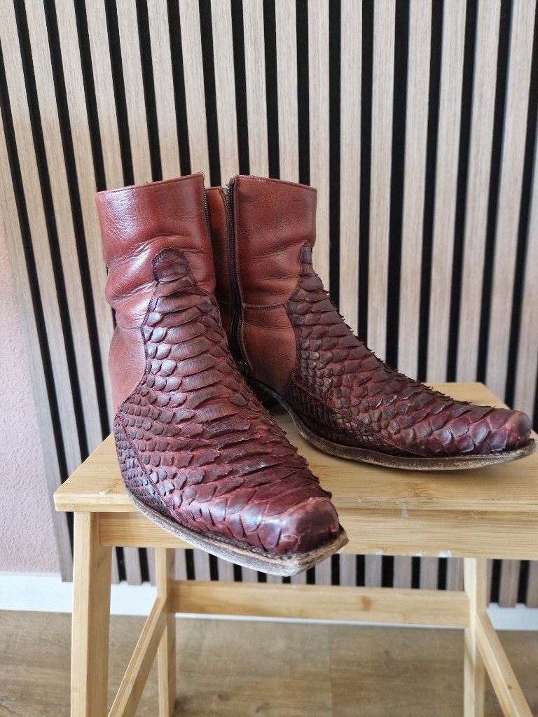 Unieke leren cowboylaarzen met slangenprint, Sendra, Bruin, Boots, Ophalen of Verzenden