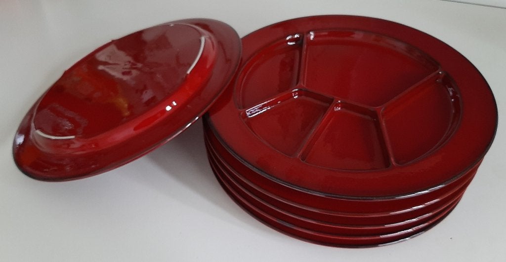 6 nieuwe fondue borden ( chineesrood ), Ophalen, Nieuw, Bord(en), Overige stijlen