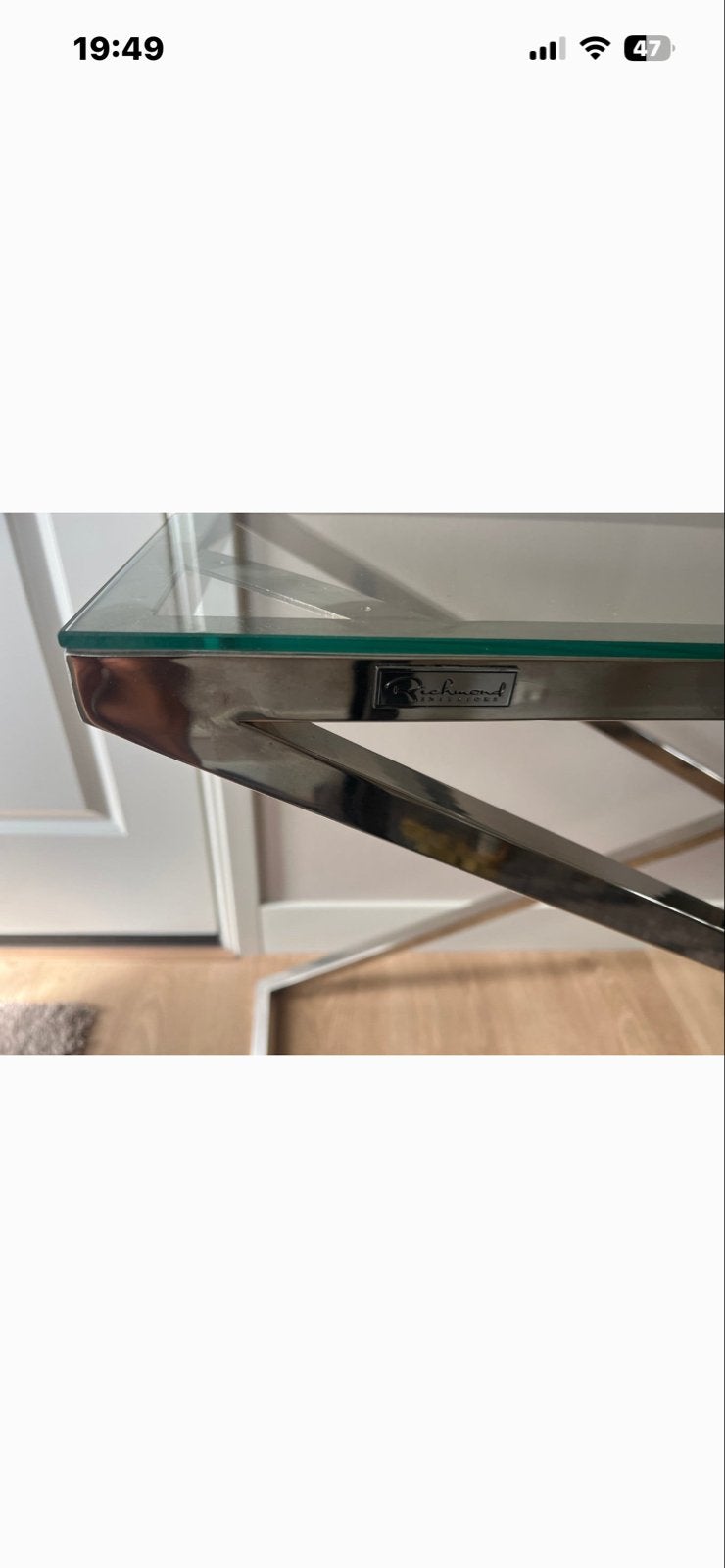 Richmond Console tafel met glazen blad, Huis en Inrichting, Gebruikt, 100 tot 150 cm, Glas, 75 – 100