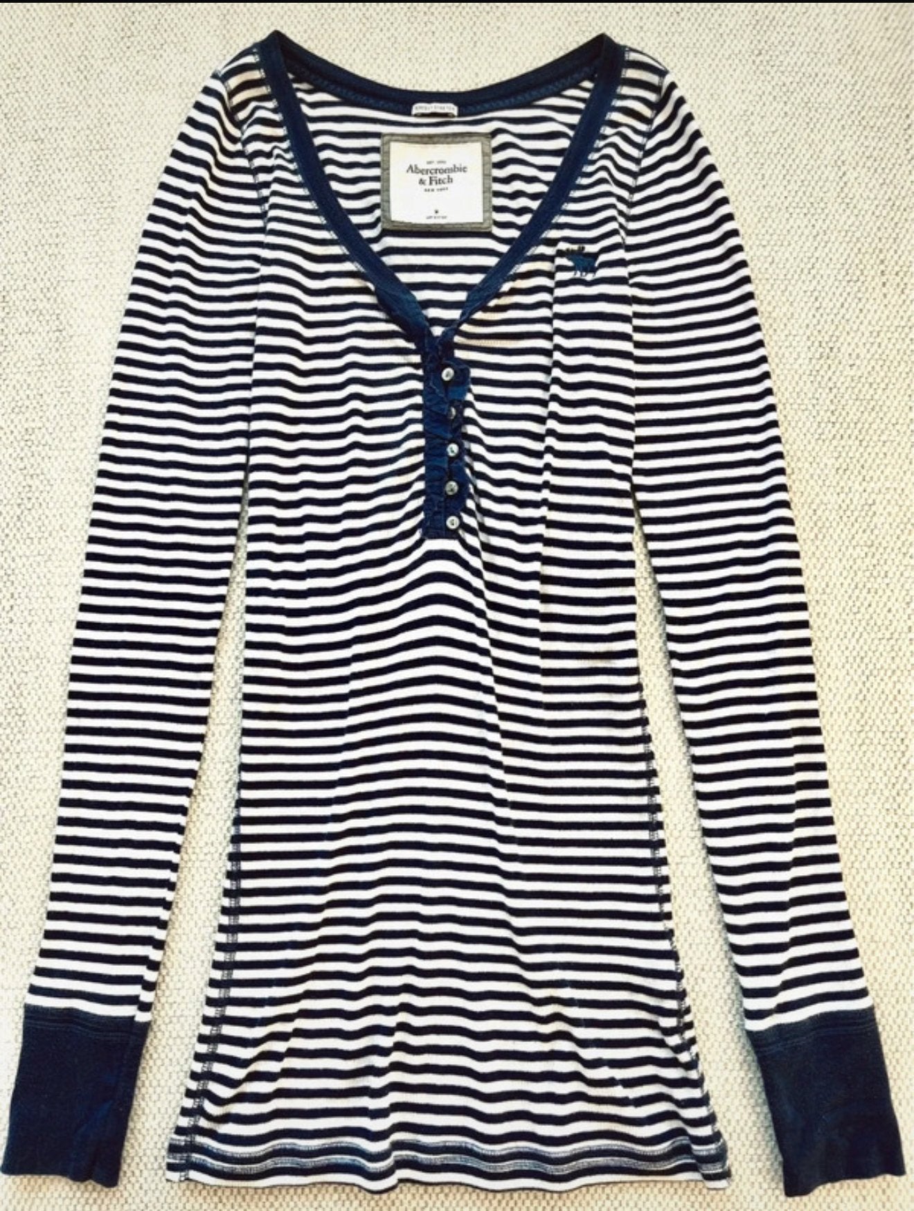 Abercrombie and fitch vintage longsleeve, Kleding | Dames, Ophalen of Verzenden, Zo goed als nieuw, Blauw