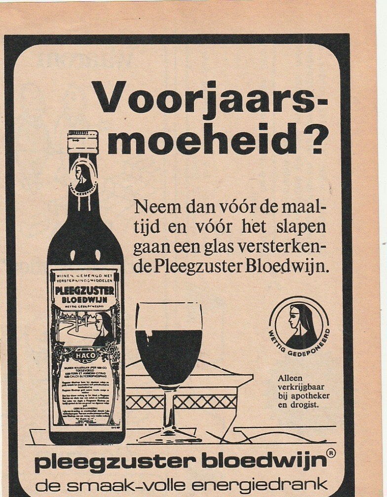 Retro reclame 1966 Pleegzuster Bloedwijn smaakvolle drank, Verzenden, Overige typen