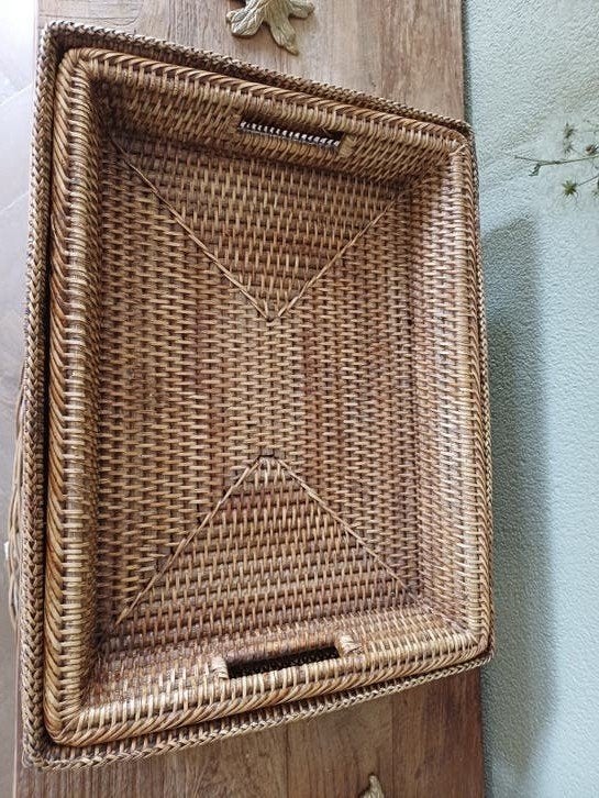 Handgemaakte brocante mand/dienblad uit Myanmar, Ophalen of Verzenden