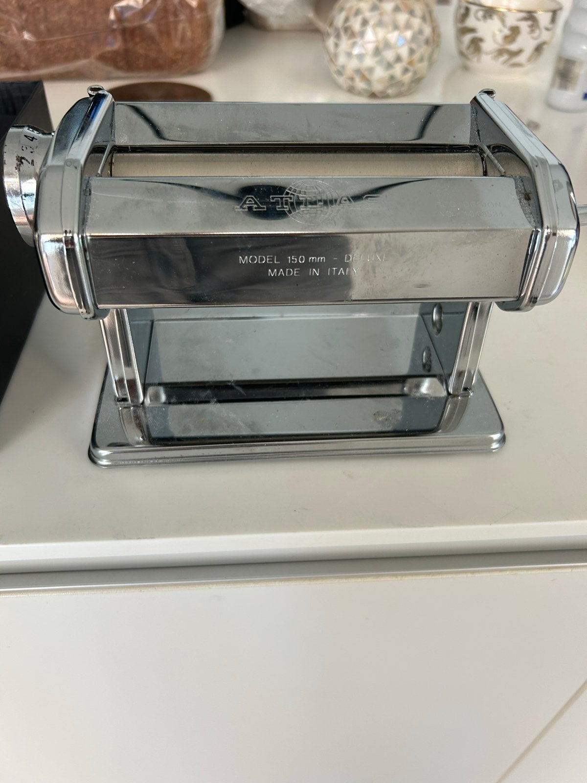 Marcato Atlas 150 Pastamachine met 4 opzetstukken, Zilver, Ophalen of Verzenden, Zo goed als nieuw, Metaal