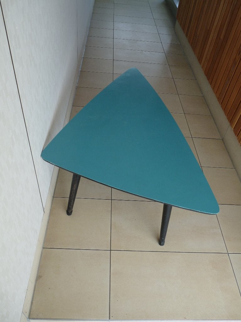 Vintage Bovenkamp Hilversum driehoek salontafel, Ophalen, Gebruikt, 100 tot 150 cm, 50 tot 100 cm