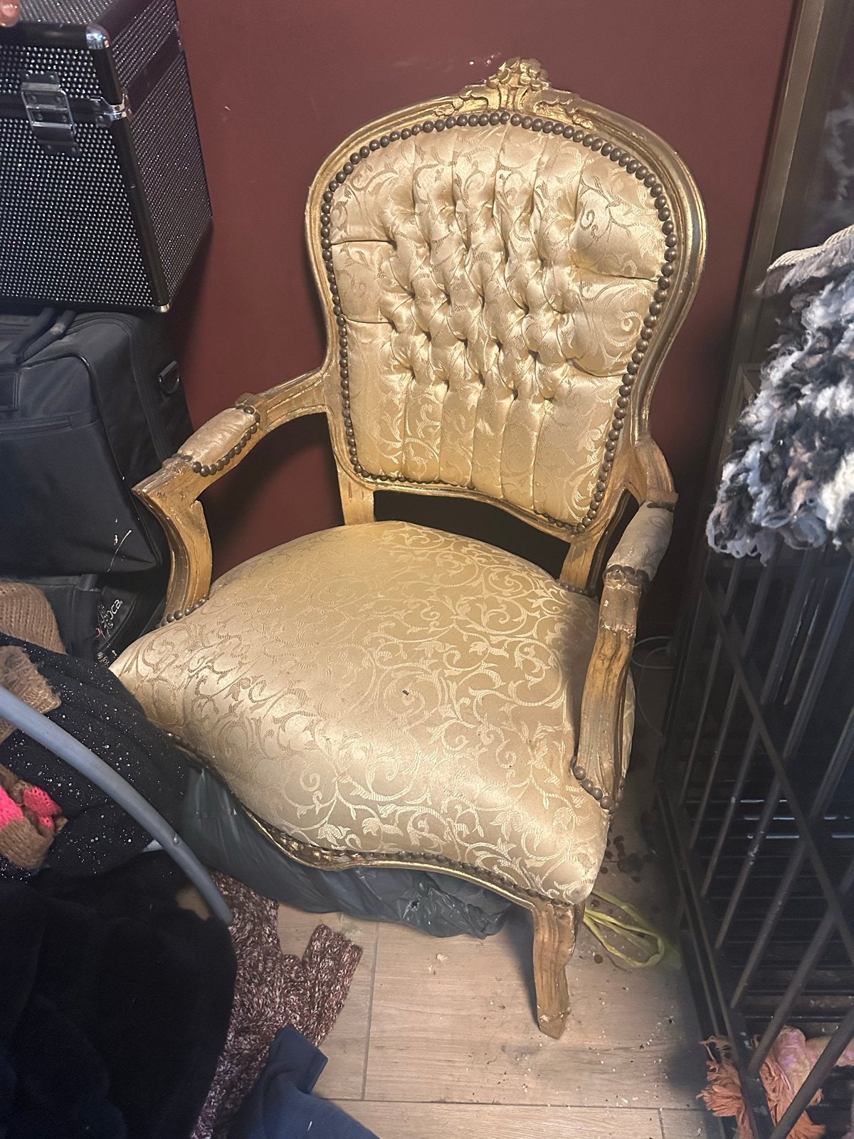Gouden Fauteuil Louis XVI Stijl, Antiek en Kunst, Antiek | Meubels | Stoelen en Banken, Ophalen of Verzenden