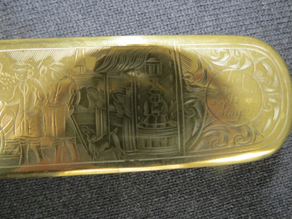 Geel koperen tabaksdoos, Antiek en Kunst, Verzenden, Koper