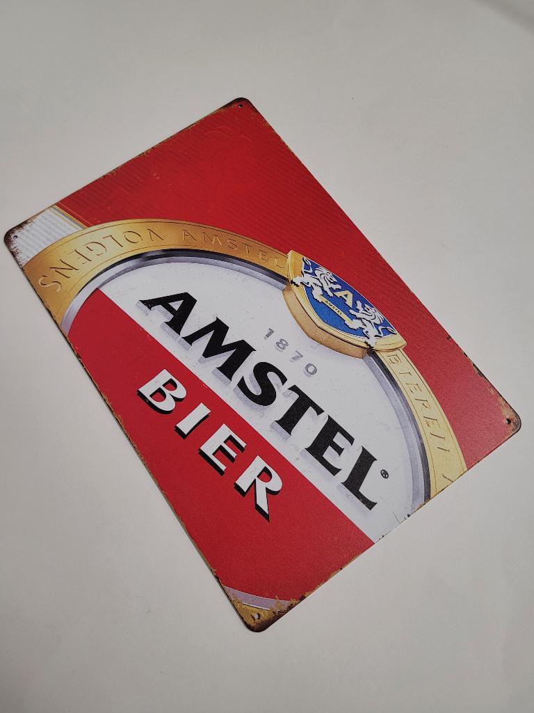 Amstel bier logo leeuw reclamebord van metaal wandbord deco, Verzamelen, Biermerken, Ophalen of Verzenden, Nieuw, Reclamebord, Plaat of Schild
