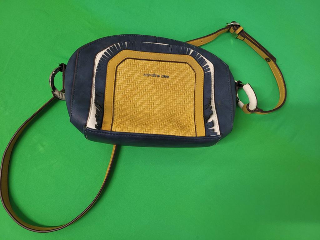 Caroline Bliss Schoudertasje - Blauw, Geel, Wit, Sieraden, Tassen en Uiterlijk, Ophalen of Verzenden, Zo goed als nieuw, Blauw